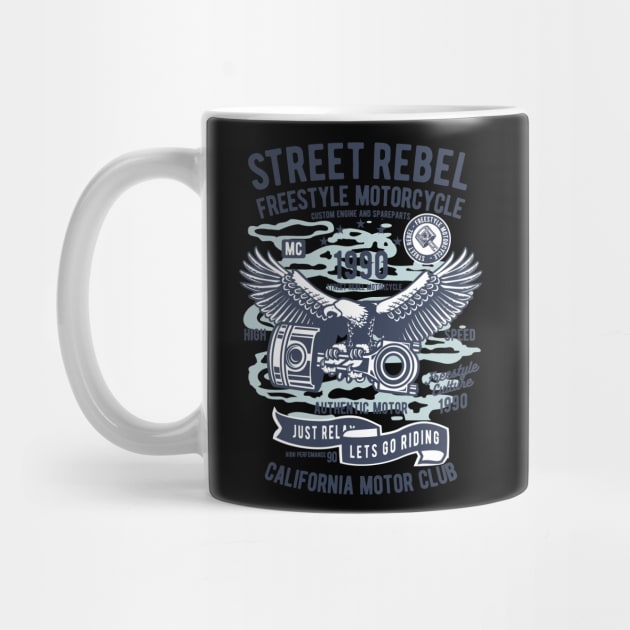 Street Rebel Motorcycle, Vintage Retro Classic by CoApparel